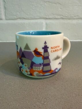 Starbucks Vibrant North Carolina Souvenir Mug - Teal & Purple Accents